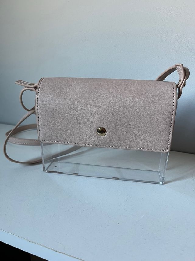Bolso juvenil transparente beige/rosa