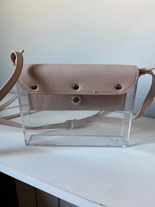 Bolso juvenil transparente beige/rosa