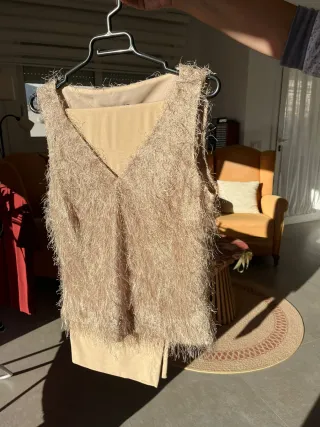 Conjunto Cortefiel Top y Pantalón Beige