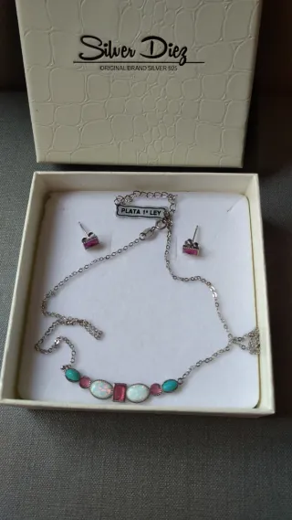 Conjunto Plata 925: Colgante y Pendientes