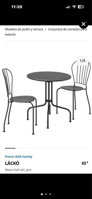 Mesa y 2 sillas exterior LÄCKÖ IKEA gris