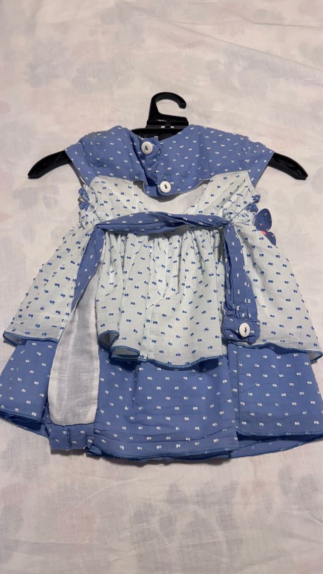 Vestido niña celebración azul y blanco, 2 años