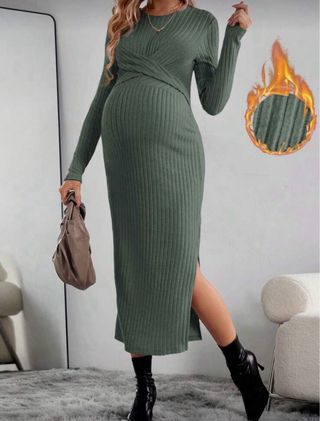 Vestido premamá verde tejido