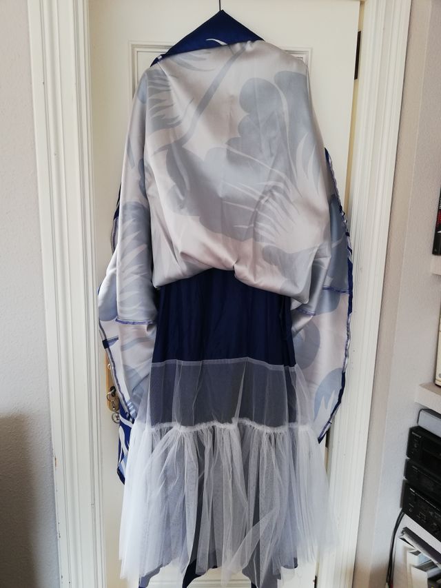 Vestido Fiesta Sonia Peña Azul y Blanco