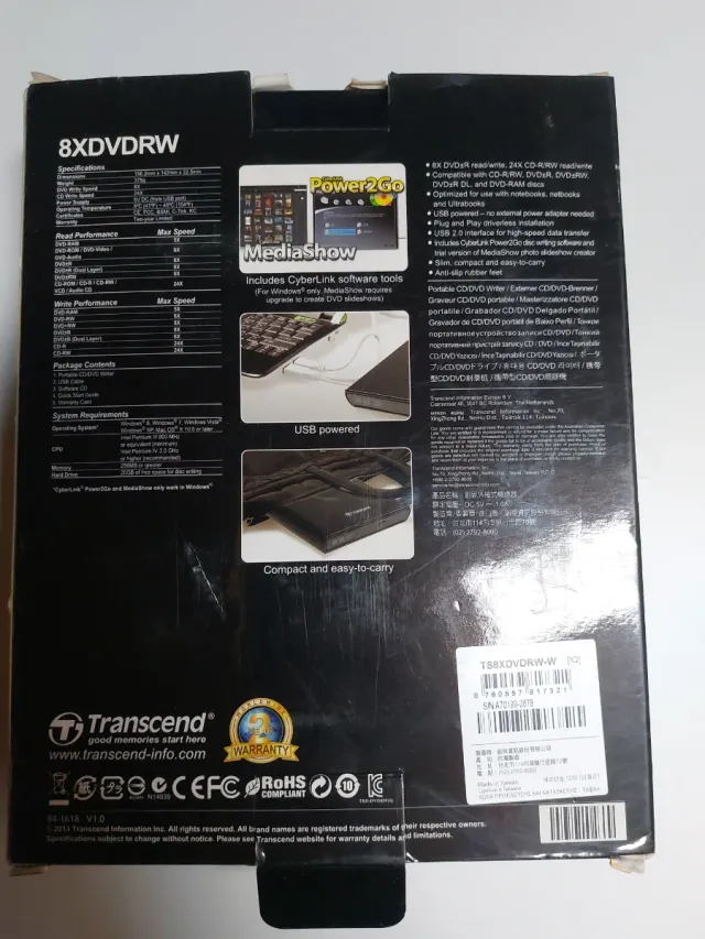 Transcend Masterizzatore CD/DVD Esterno 8X