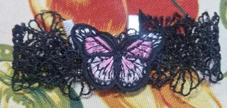 2 Braccialetti Donna Perle Nere Farfalla Rosa