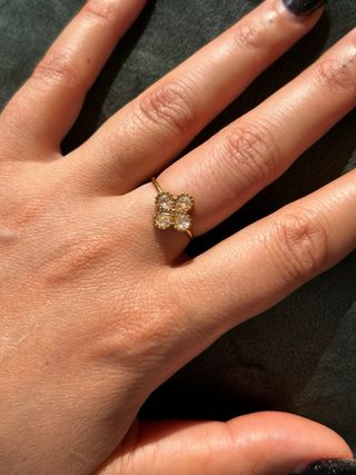 Anello quadrifoglio dorato regolabile