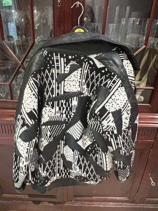 Chaqueta de cuero bueno Patchwork Negra y Blanca