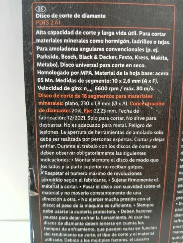 230mm Disco Diamante PARKSIDE