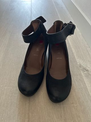 Zapatos piel atados tobillo talla 38