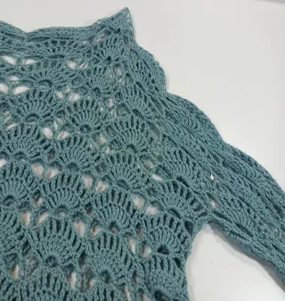 Jersey Vintage Crochet Azul Petróleo