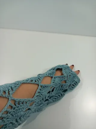 Jersey Vintage Crochet Azul Petróleo