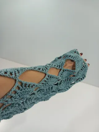 Jersey Vintage Crochet Azul Petróleo