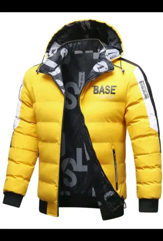 Chaqueta plumífero reversible amarillo y negro