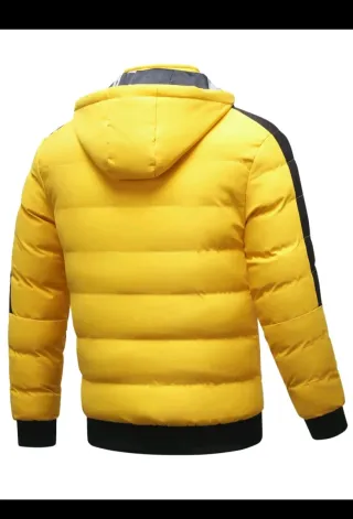 Chaqueta plumífero reversible amarillo y negro