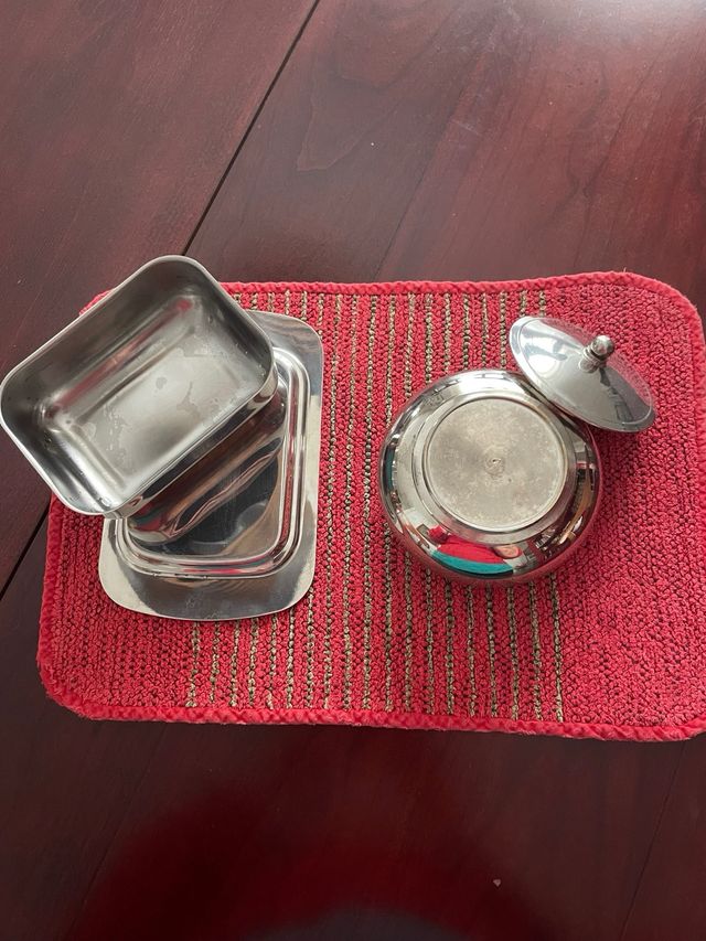 Azucarero y Mantequera Metálicos