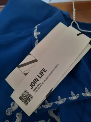 Camisa Zara bordada azul