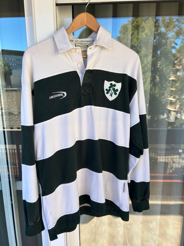 Polo manga larga Lansdowne verde y blanco
