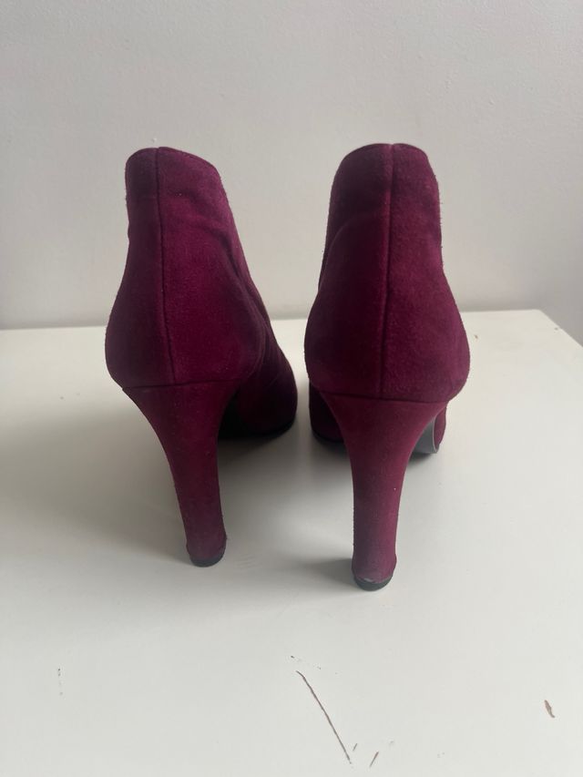 Botines de vestir en ante morado oscuro