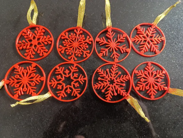 Adornos Copo Nieve Navidad Rojo Dorado