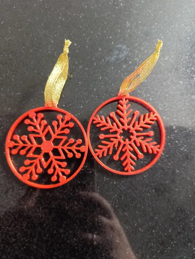 Adornos Copo Nieve Navidad Rojo Dorado