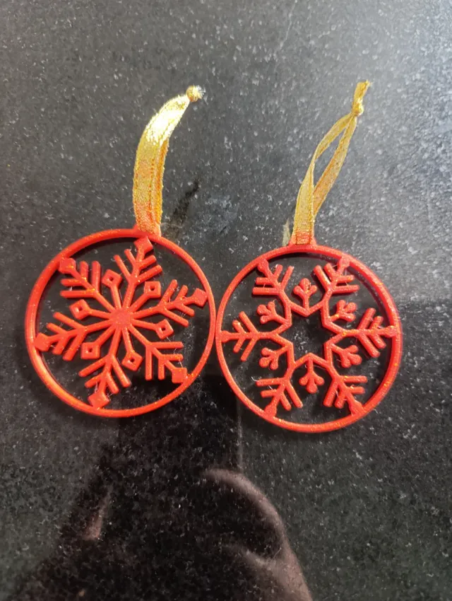 Adornos Copo Nieve Navidad Rojo Dorado