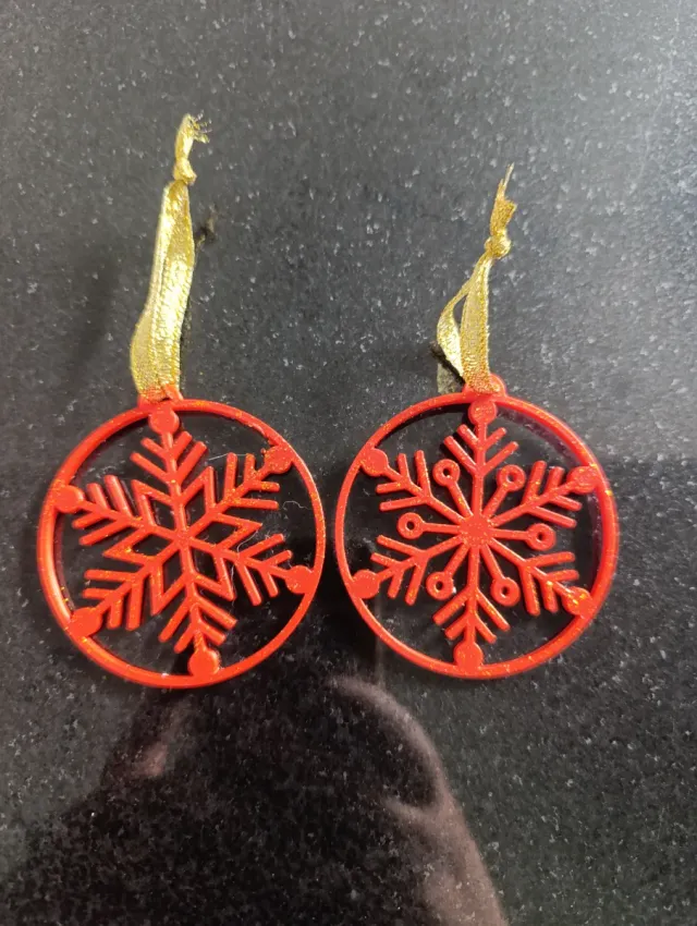 Adornos Copo Nieve Navidad Rojo Dorado