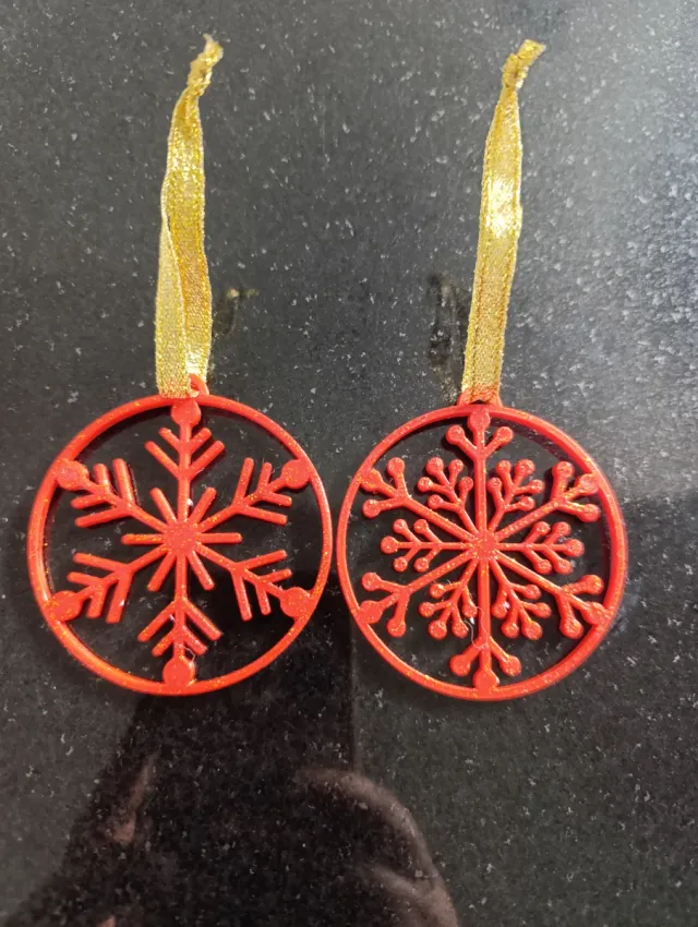 Adornos Copo Nieve Navidad Rojo Dorado