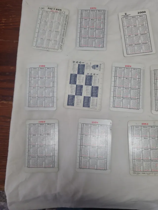 80 calendarios de años entre 71 hasta2008