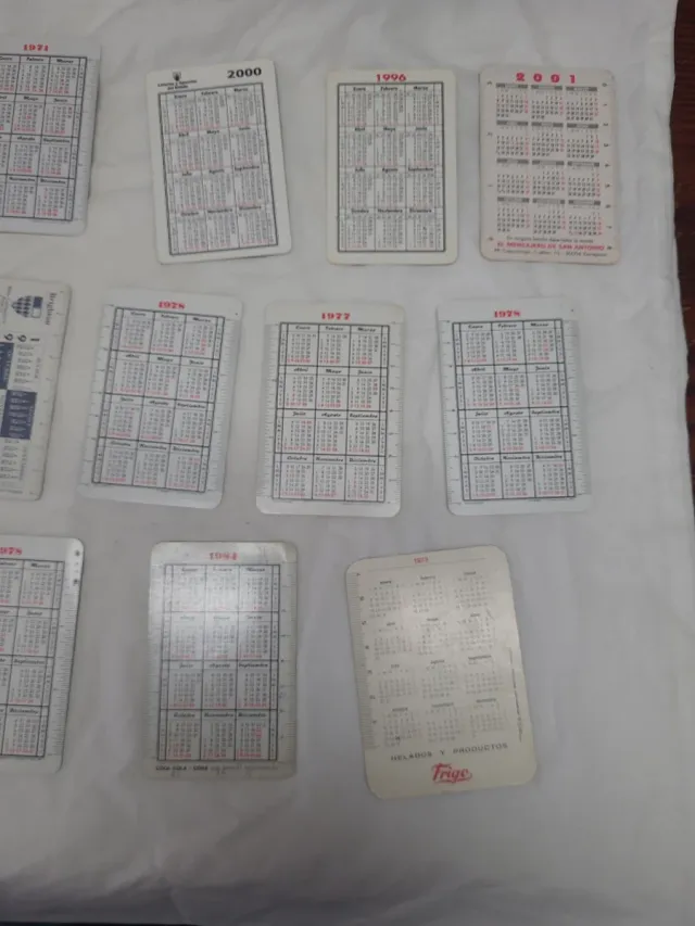 80 calendarios de años entre 71 hasta2008