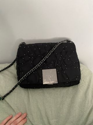 Bolso Purificación García Negro y Plateado