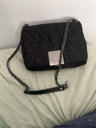 Bolso Purificación García Negro y Plateado