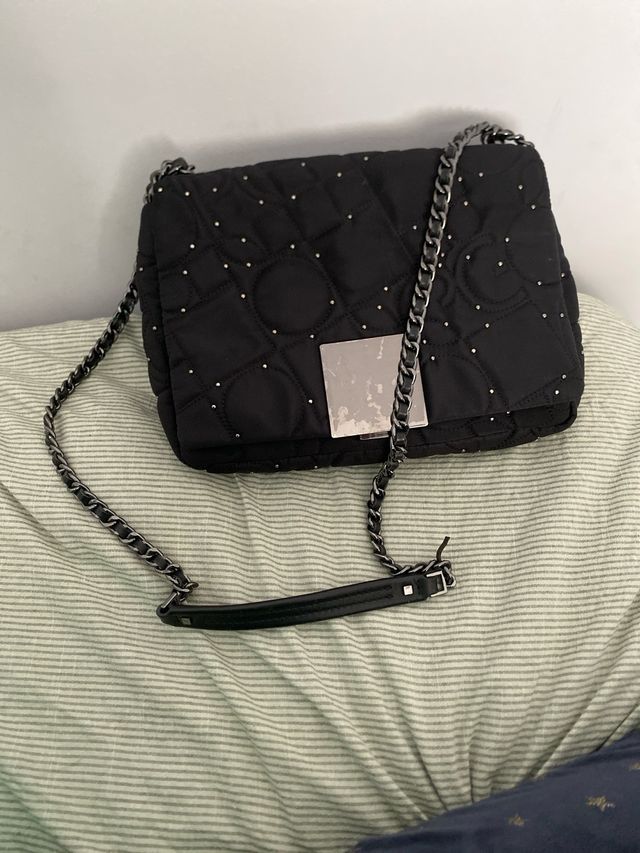 Bolso Purificación García Negro y Plateado