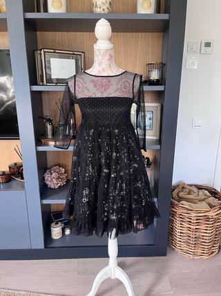 Vestido tul negro volúmenes Twinset
