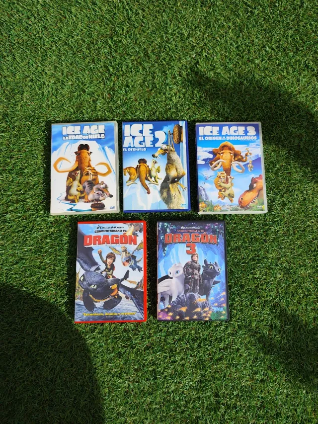 Pack 5 Películas DVD Ice Age y Dragón....