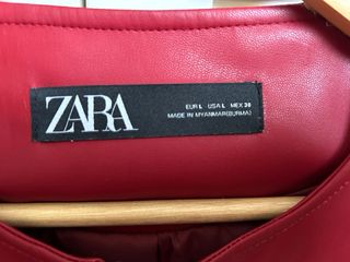 Chaqueta Polipiel Roja Zara Talla L