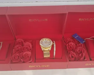 Conjunto Reloj y Pulsera Skyline Dorado