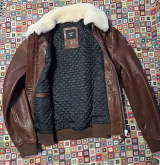 Chaqueta Bomber Piel Superdry Marrón