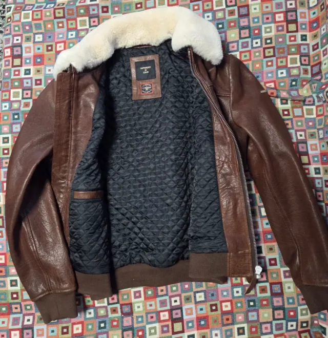 Chaqueta Bomber Piel Superdry Marrón