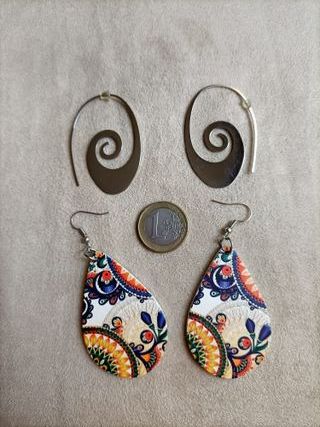 Pendientes mujer plata y multicolor