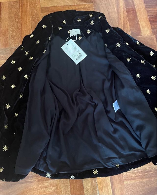 Chaqueta Sézane terciopelo negro bordado nueva
