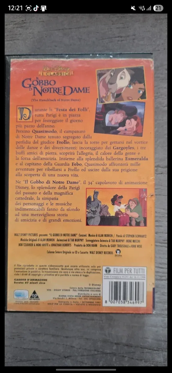 Il gobbo di Notre Dame 1997 (VHS)VS4699 WaltDisney