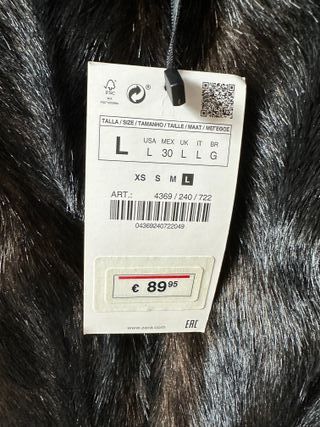 Abrigo fiesta Zara Talla L