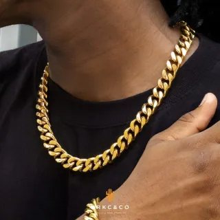 Cadena Cubana Chapada Oro 61cm KRKC&CO