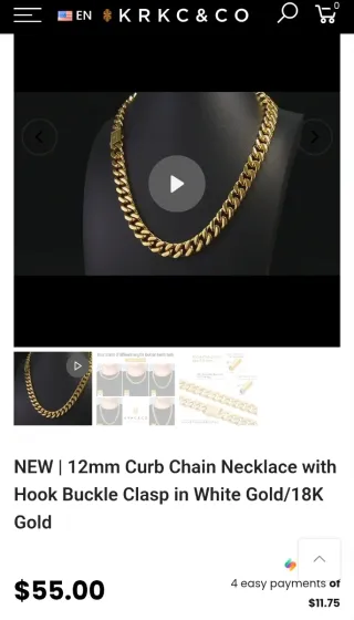 Cadena Cubana Chapada Oro 61cm KRKC&CO