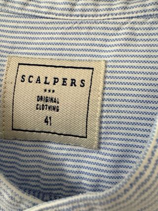 Camisa Scalpers cuello mao rayas azules Talla M