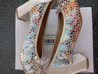 Zapatos salón tacón metalizado multicolor T36