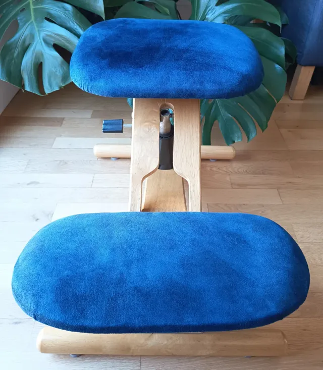 Silla Ergonómica Azul y Madera