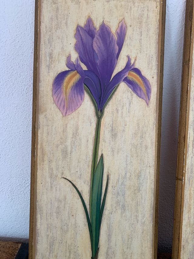 Juego 2 cuadros orquídeas morada y naranja
