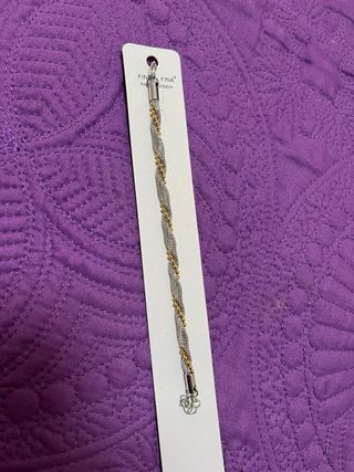 Pulsera Fina Fina Acero Dorado y Plateado